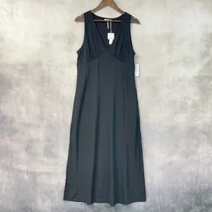 Stitchdrop Womens Empire Waist Maxi Dress Size XL Black Minimalist Clean Girl thumbnail 2