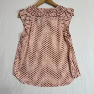 Ann Taylor Blouse Womens SP‎ Peach Polka Dot Cap Sleeve Boho Cottagecore Preppy thumbnail 3