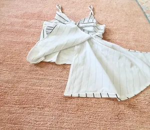 Endless Rose White Black Striped Asymmetrical Bow Cami Top Size S thumbnail 4