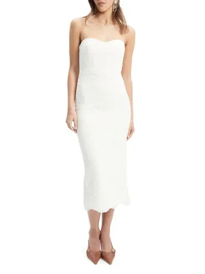 Bardot Kayleigh Midi Dress in White 2 New Womens Lace Strapless thumbnail 12