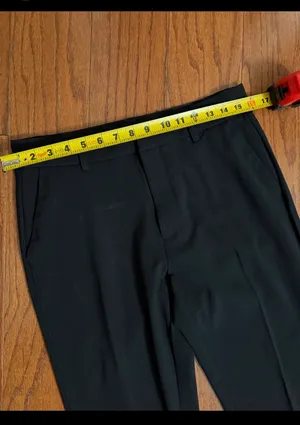Nine West Black High waste/ wide leg pants - Size 8. Great pair of pants. Pockets on front & back. Gently warn & excellent condition. Mark on top is the iron over pockets, will wash out. Measurements approximately 16” waste x 11” rise x 39”. priced to sell at as is condition. None smoking home. Don’t like my price, make reasonable offer! thumbnail 10