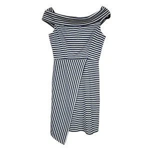 Hutch Blue White Striped Off Shoulder Asymmetrical Mini Dress Womens S Preppy thumbnail 2