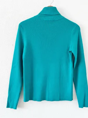 Vintage Lauren Ralph Lauren Teal Ribbed Cotton Turtleneck Sweater thumbnail 10