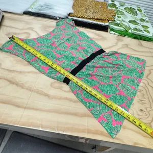 Lilly Pulitzer Pink‎ Green Palm Leaf Print Tunic Top Small Tropical Boat Neck thumbnail 10