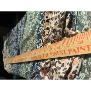 Umgee Women Blue Patchwork Print Floral Leopard Open Front Kimono Wrap Boho S/M thumbnail 5
