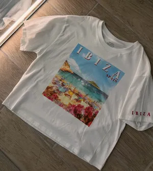 IBIZA Spain Graphic Crop Top White Size L thumbnail 1
