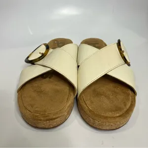 Hush puppies June platform criss cross‎ sandals slides white tan women’s size 10 thumbnail 3