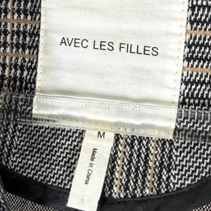 Avec Les Filles Womens Grey Plaid Double Breasted Blazer Jacket Size M 80103 thumbnail 2