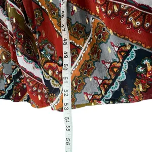 Anthropologie Fig And Flower Maxi Dress L Petite Multi Paisley Sheer Tiered Boho thumbnail 9