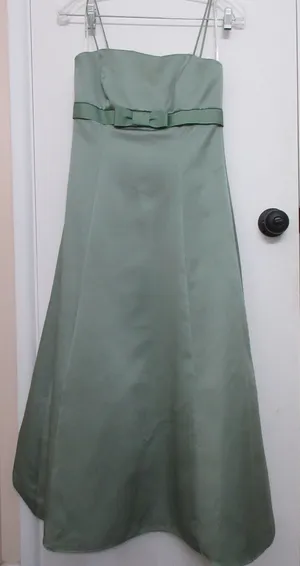 David’s Bridal Sage Green Dress thumbnail 1