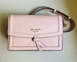 Kate Spade Knott Flap Crossbody Pink Pebbled Leather Chain Strap Bag NWOT thumbnail 1