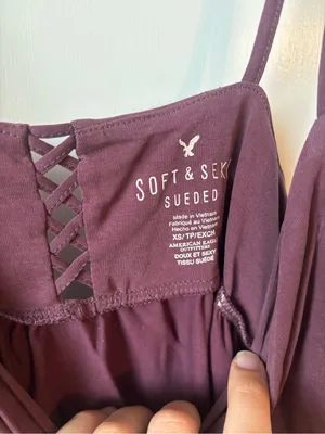 American Eagle Women’s Spaghetti Strap Lace-Up Cami Tank Top - Plum- NWT thumbnail 3