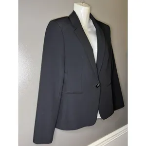 Express Blazer Womens 6 Black One Button Lined Stretch Notch Lapel Suit Jacket thumbnail 3