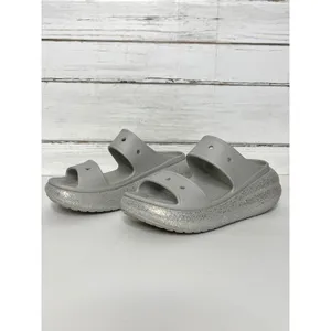 Crocs Classic Crush Glitter Platform Sandals Gray Women’s Size 9 Slip On Chunky thumbnail 2