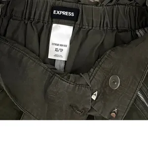 Express Olive Army Green High Rise Wide Leg Flowy Baggy Pants Size Women's XS thumbnail 4