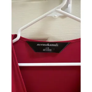 Norma Kamali Red Surplice Blouse Sz Sm Red Top Shirt Ruched Workwear thumbnail 2