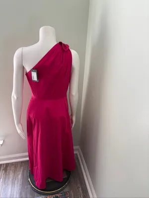 Kate Spade Poplin One-shoulder Sabrina Dress Color Rosa Plum Size 6 NEW thumbnail 8