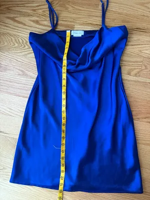 Revolve Lovers + Friends Marley Mini Dress Cobalt Blue Satin Cowl Neck - Size S thumbnail 10