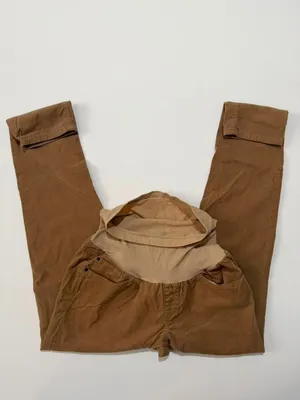 A Pea in the Pod Maternity Tan Brown Corduroy Pants with Secret Fit Belly Panel thumbnail 2