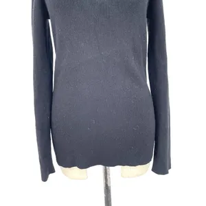 Torn by Ronny‎ Kobo Cut Out Neckline Black Long Sleeve Ribbed Sweater Size Large thumbnail 3