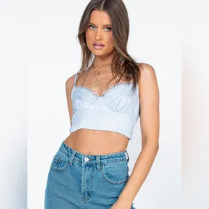 Princess Polly Old School Love Crop Top in Blue Size 2 thumbnail 5