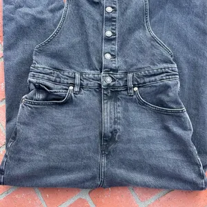 Free People Black Denim Overalls Size 30 thumbnail 2