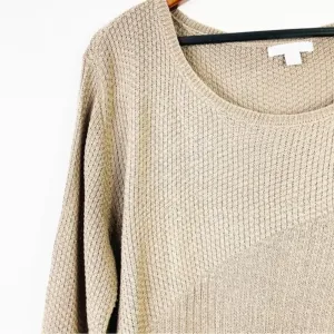 New York & Company Brown Tan Ribbed Sweater‎ Top XL thumbnail 3
