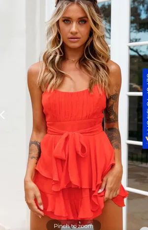 Selfie Leslie Red Tie-Knot Romper thumbnail 1