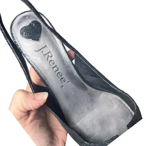 Square Toe Slingback Kitten Heel Leather Mosaic J‎ Renee Women 9 Black thumbnail 8