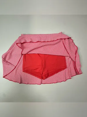 Wild Fable Red White Gingham Skort XS Mini Flare Pull-On Shorts Skirt NWT thumbnail 3