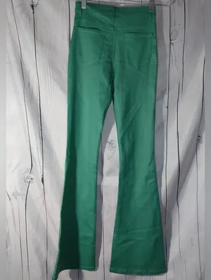 Edikted Luna Green Faux Leather Mid Rise Women's Flare Y2K FashionEdgy Pants thumbnail 2