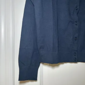 NWT J.Crew Classic Cardigan Navy Blue Button Front Cotton Sweater Womens L thumbnail 2