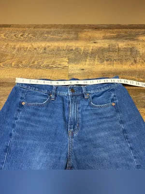 American Eagle Dreamy Drape Barrel Jeans Womens 6 Strigid Blue Denim thumbnail 3