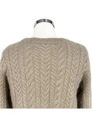 & Other Stories Cable Knit Wool Alpaca Sweater Beige Size Large Quiet Luxury thumbnail 5