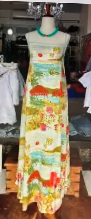 Label of love Sleeveless Scenic Print Maxi Dress in Aqua and Coral thumbnail 1