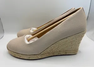 J.Crew Beige Espadrille Wedge Heels Canvas Coastal Resort Nautical Womens Size 7 thumbnail 1