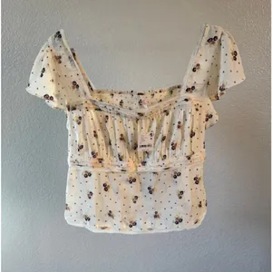 Free People Prairie Field Top Swan Combo NWT Smocked Boho Cottagecore Fairy Sz L thumbnail 5