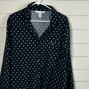 Victoria's Secret black and pink polka dot button-down pajama top size XL thumbnail 5