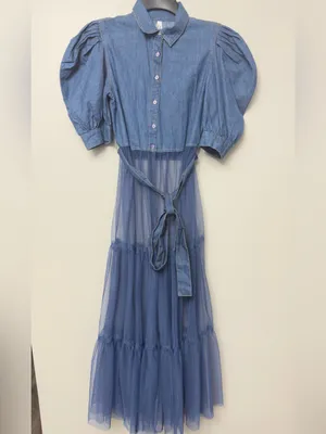 Denim Tulle Top (Light Denim) thumbnail 3