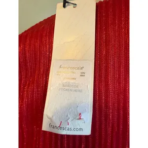 Francescas Red Metallic Tiered Mini Dress Sleeve S NWT y2k party festive dainty thumbnail 5