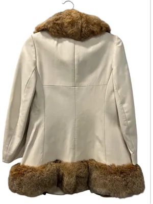 Rare Vintage 70s Back Street White Leather Penny Lane Coat Real Fur Trim Size 8 thumbnail 2