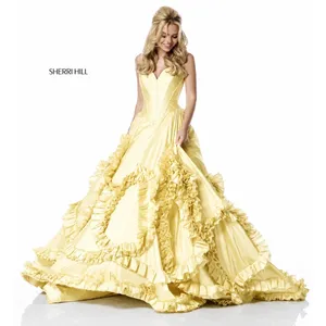 Sherri Hill 51578 Yellow Taffeta Ball Gown Size 4 NWT thumbnail 1