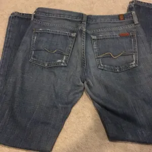 7 For All Mankind Distressed Blue Boot Cut Jeans thumbnail 5