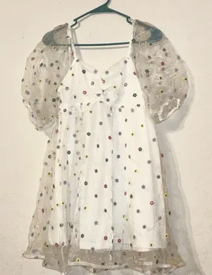Altar’d State White Sheer Floral Embroidered Babydoll Dress, Medium thumbnail 1