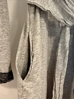 Carole Hochman Grey Robe with Black Lace Trim thumbnail 4