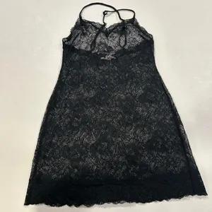 Victoria’s Secret Black Lace Slip Dress Medium Sheer Lingerie Adjustable Straps thumbnail 1