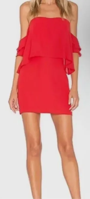 Amanda Uprichard Red Off The Shoulder Mini Dress thumbnail 1