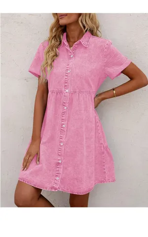Pink Denim Dress Size XS thumbnail 2