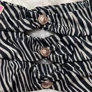Strawberry Milk Mob Zebra Print Bikini Tube Crop Top Cut Out Strapless Swimsuit thumbnail 6
