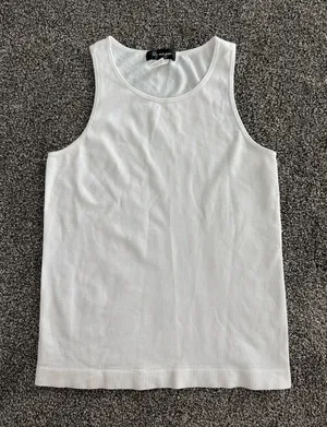 Lily Morgan Tank Top Womens Size L White Ribbed Knit Scoop Neck Sleeveless thumbnail 1